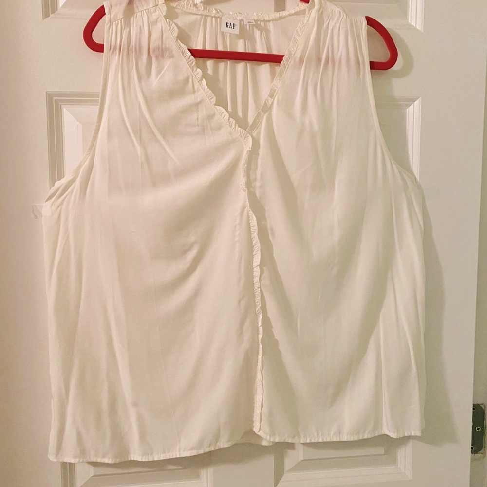 Cream Gap Blouse slight ruffle down front